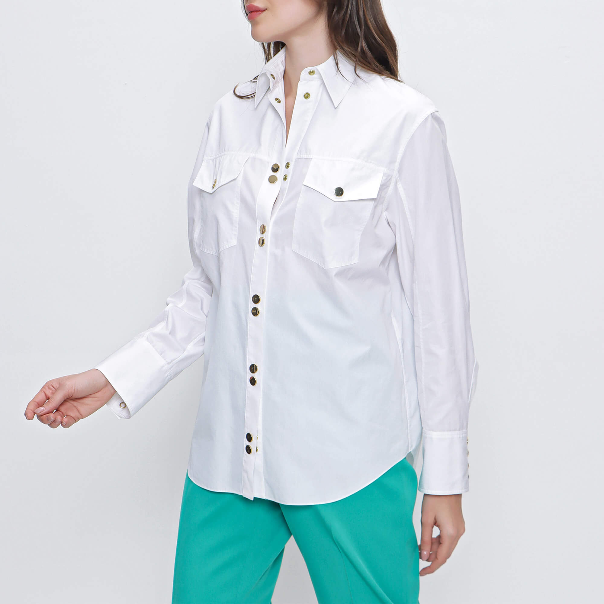 Balmain - White Cotton Gold Button Shirt 